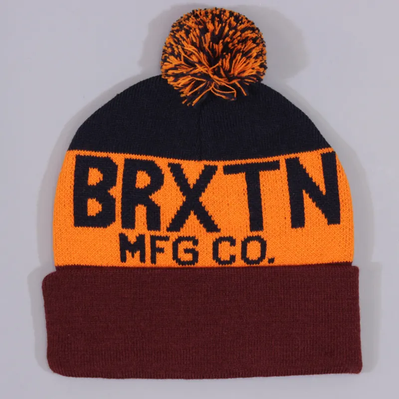 Brixton Miller Pom Beanie - Burgundy, Orange