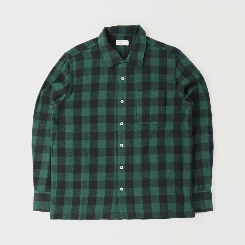 Universal Works Garage Shirt Green Brushed Gingham