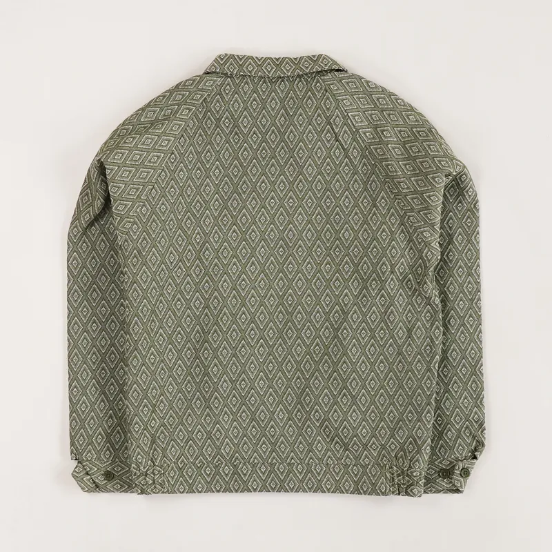 Stussy Mens Logo Bryan Diamond Pattern Coach Jacket Olive Green