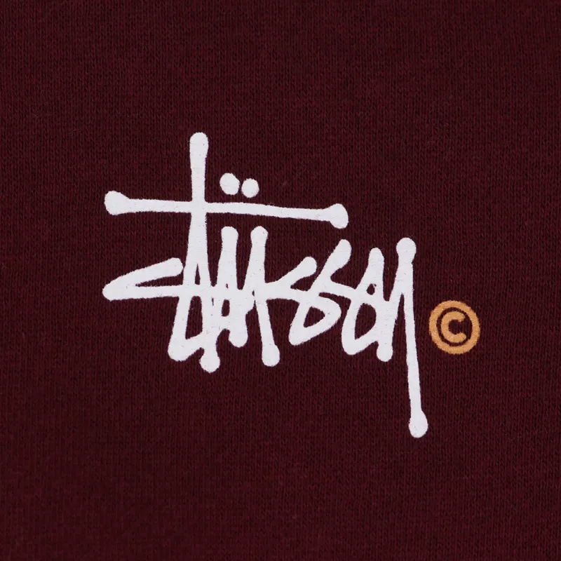 Stussy Basic Logo Crew Wine-1