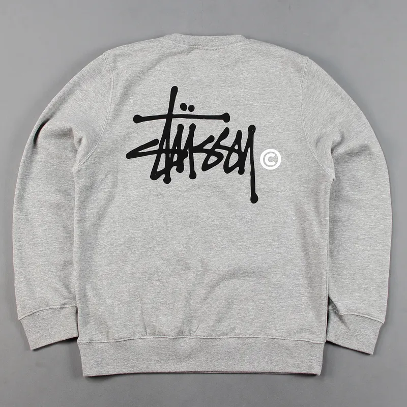 Stussy Basic Logo Crew Sweater Grey-2
