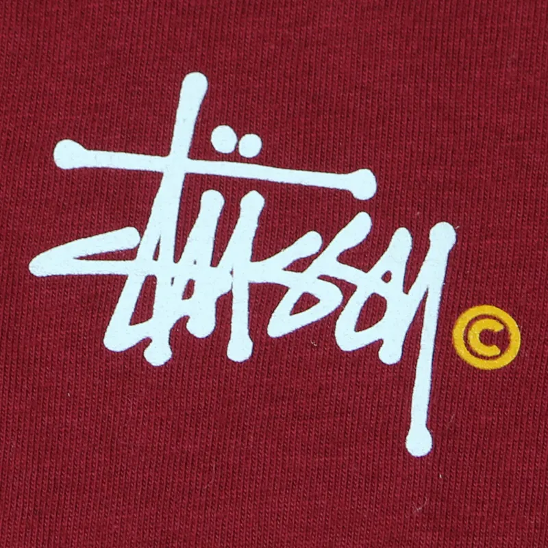 Stussy Basic Logo T Shirt Dark Red-1