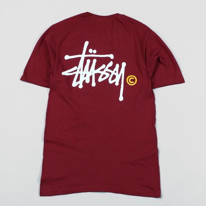 Stussy Basic Logo T Shirt Dark Red-2