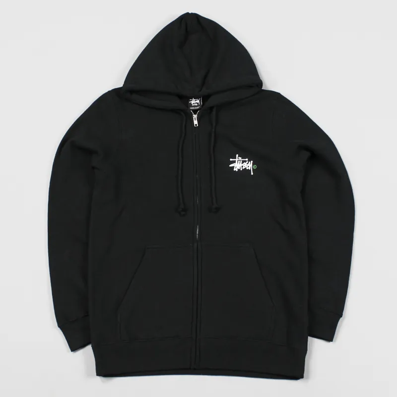 Stussy Worldwide OG Basic Logo Zipper Hoodie Sweatshirt Black