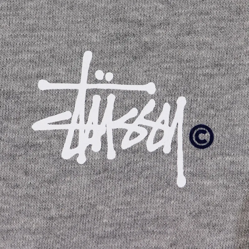 Stussy Basic Logo Zip Hood Grey Heather White-1
