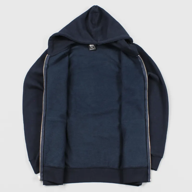 Stussy Basic Logo Zip Hoodie Navy-1