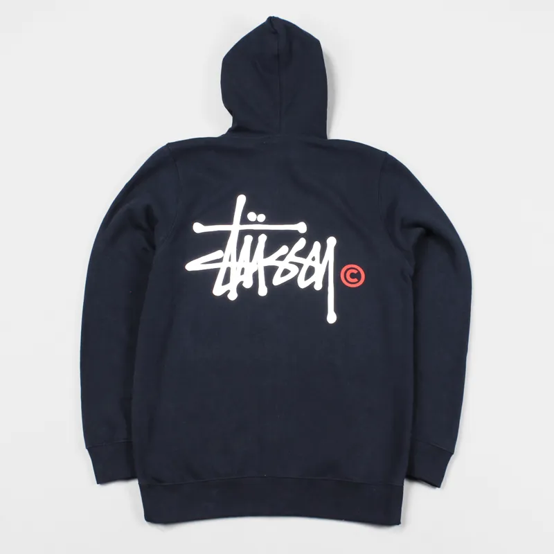 Stussy Basic Logo Zip Hoodie Navy-2
