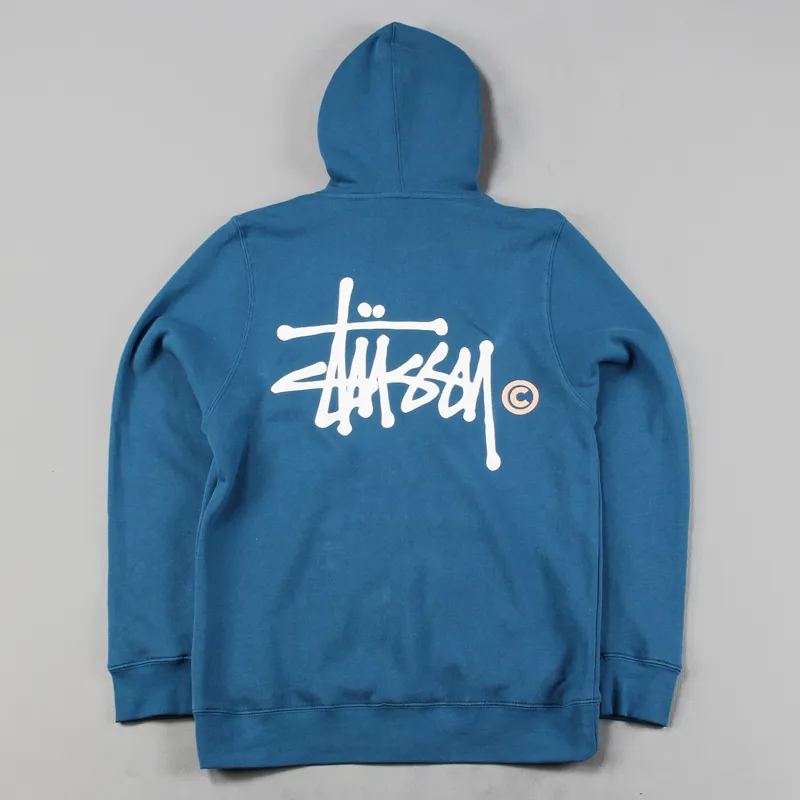 Stussy Basic Logo Zip Hoodie Blue-3