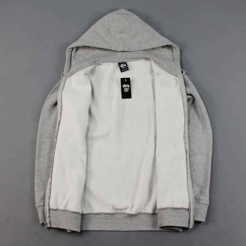 Stussy Basic Logo Zip Hoodie Grey-2