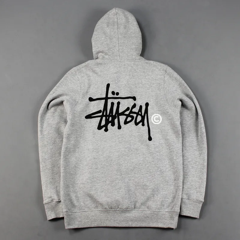 Stussy Basic Logo Zip Hoodie Grey-3