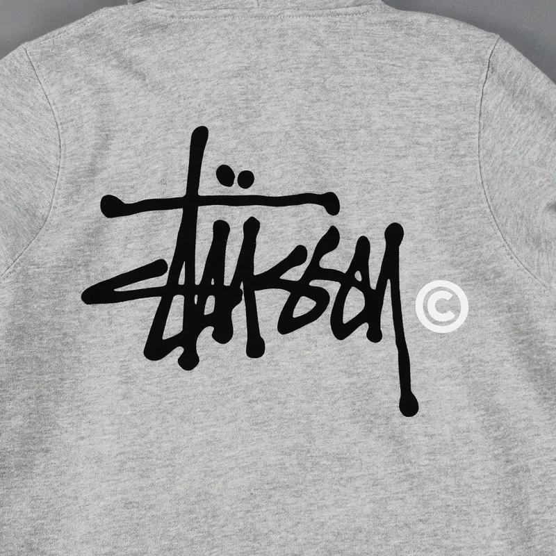 Stussy Basic Logo Zip Hoodie Grey-4