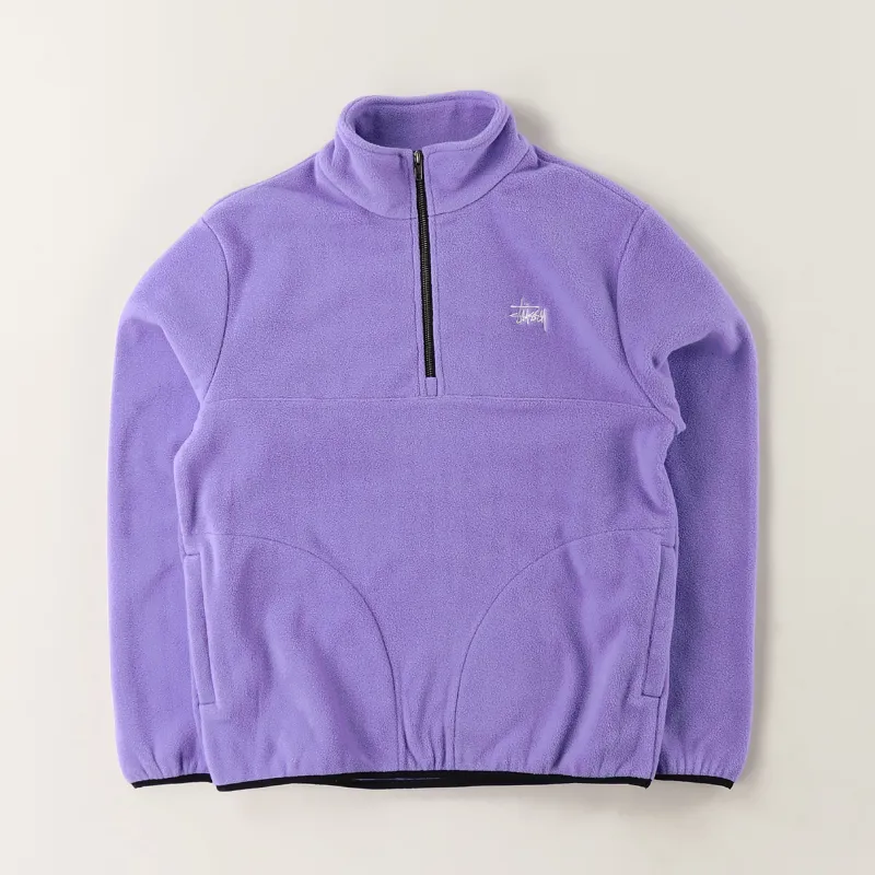 Stussy Mens Winter Basic Polar Fleece Mock Neck Jacket Violet