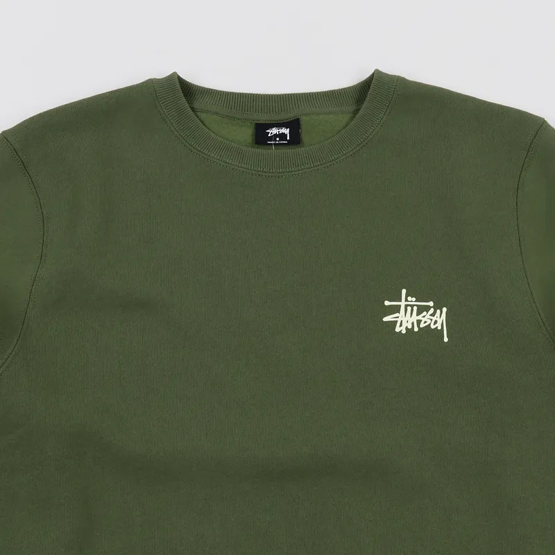 Stussy Basic Logo Crew Sweatshirt Army-2