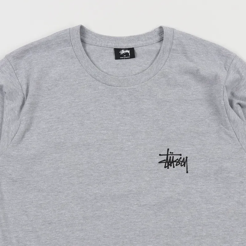 Stussy Basic Logo T Shirt Grey Heather-2