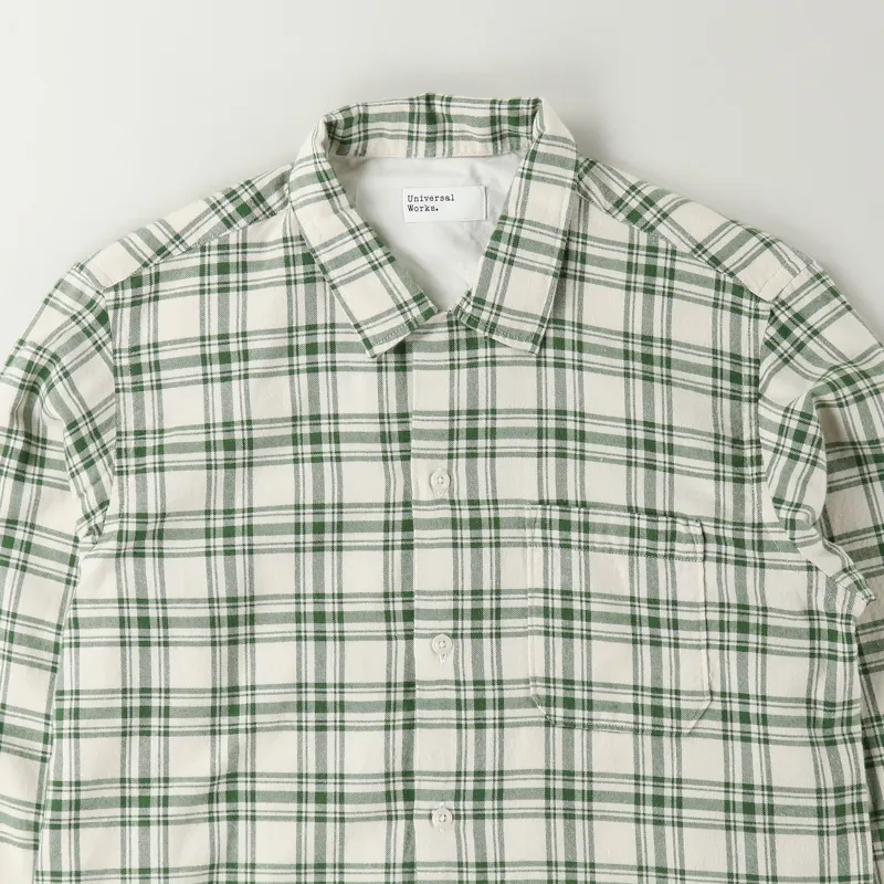 Universal Works Bestwood Check Garage Shirt Ecru-1