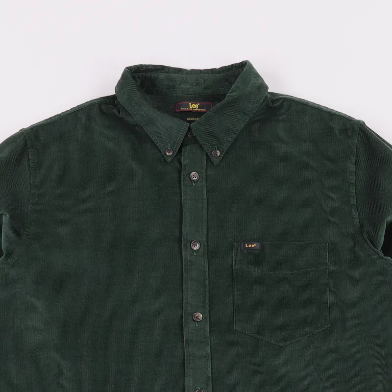 Lee Button Down Corduroy Long Sleeve Shirt Forest-1