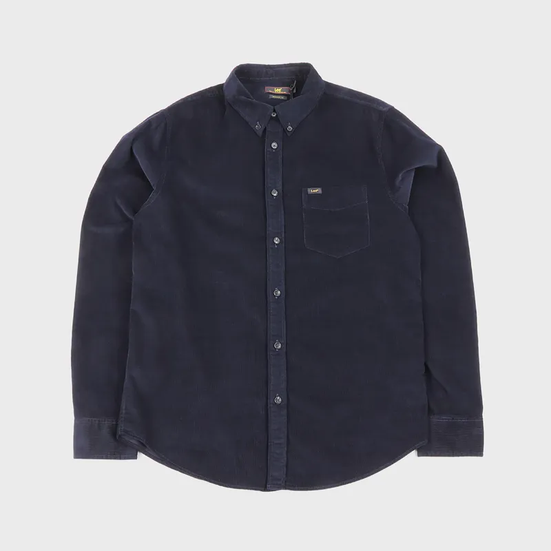 Lee Button Down Cotton Corduroy Shirt Midnight Blue