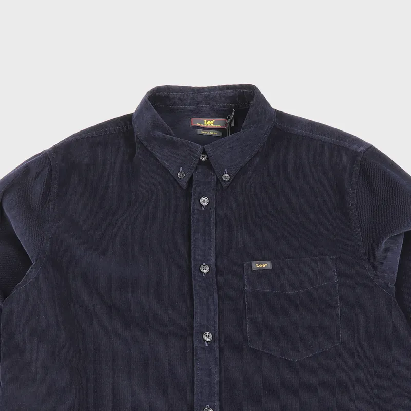 Lee Button Down Corduroy Long Sleeve Shirt Midnight Blue-1