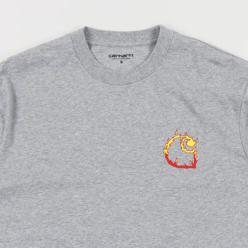 Carhartt WIP Burning C T Shirt Grey Heather-1