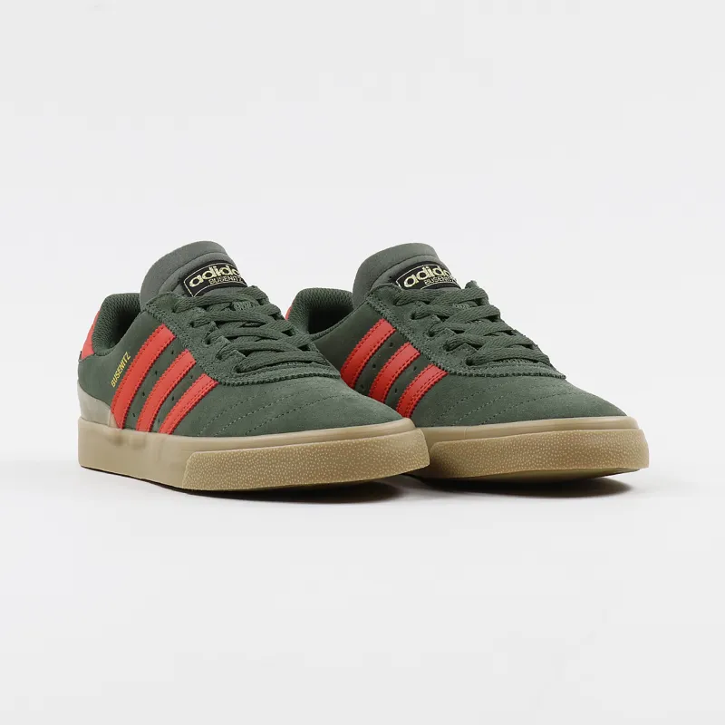 Adidas Skateboarding Busenitz Vulc Shoes Green Raw Amber Gum-3