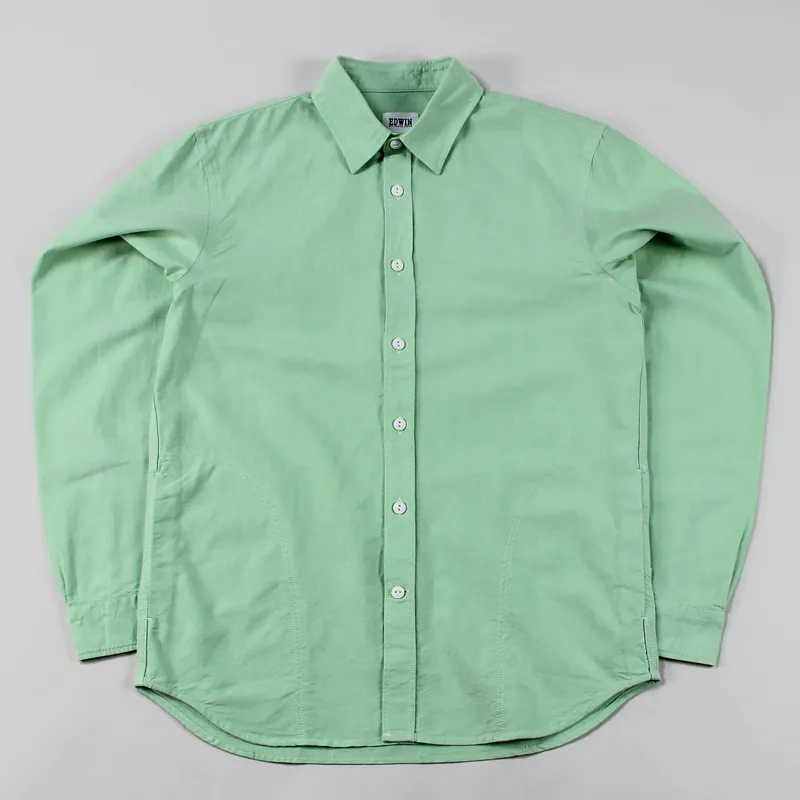 Edwin Denim Co Mens Long Sleeve Cadet Shirt Mint Green