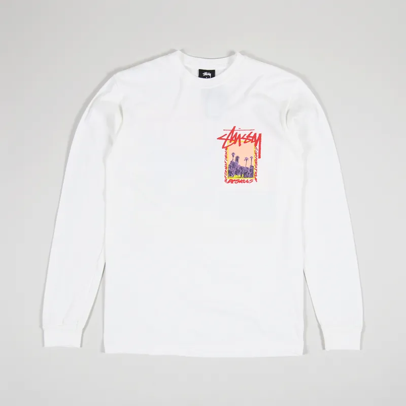 Stussy Palm Desert Pigment Dyed Long Sleeve T Shirt Natural-1