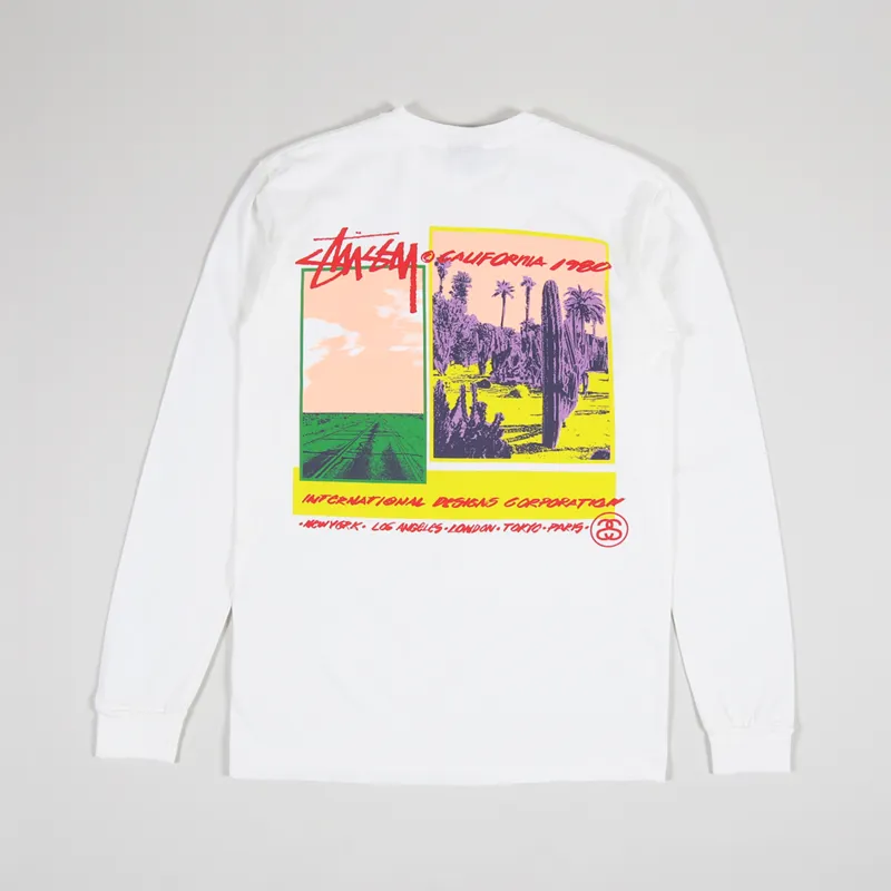 Stussy Palm Desert Pigment Dyed Long Sleeve T Shirt Natural