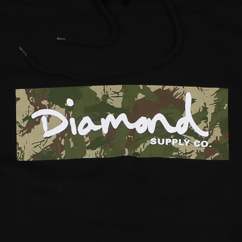 Diamond Supply Co. Camo Box Logo Hoodie Black Green-1