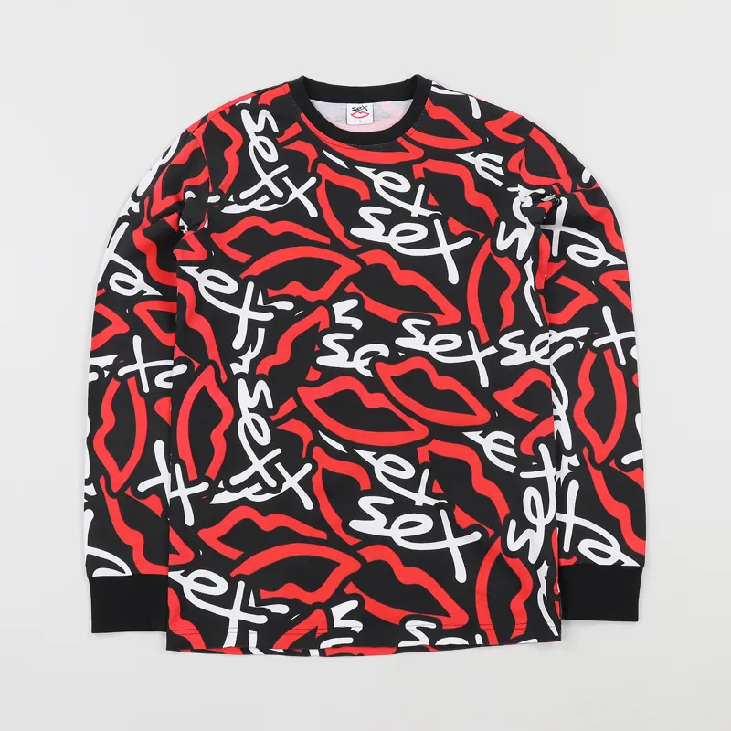 Sex Skateboards Mens Camo Logo Long Sleeve T Shirt Tee Black
