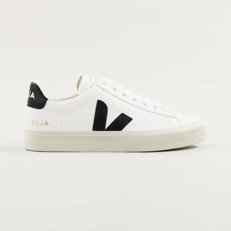Veja Womens Campo Chromefree Leather Shoes White Black