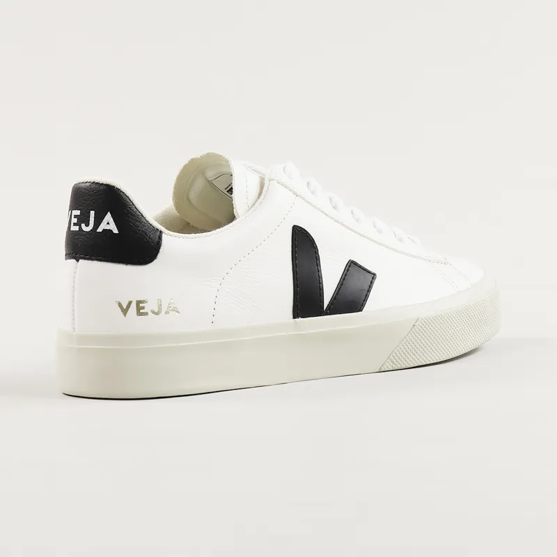 Veja Womens Campo Chromefree Leather Shoes White Black-4