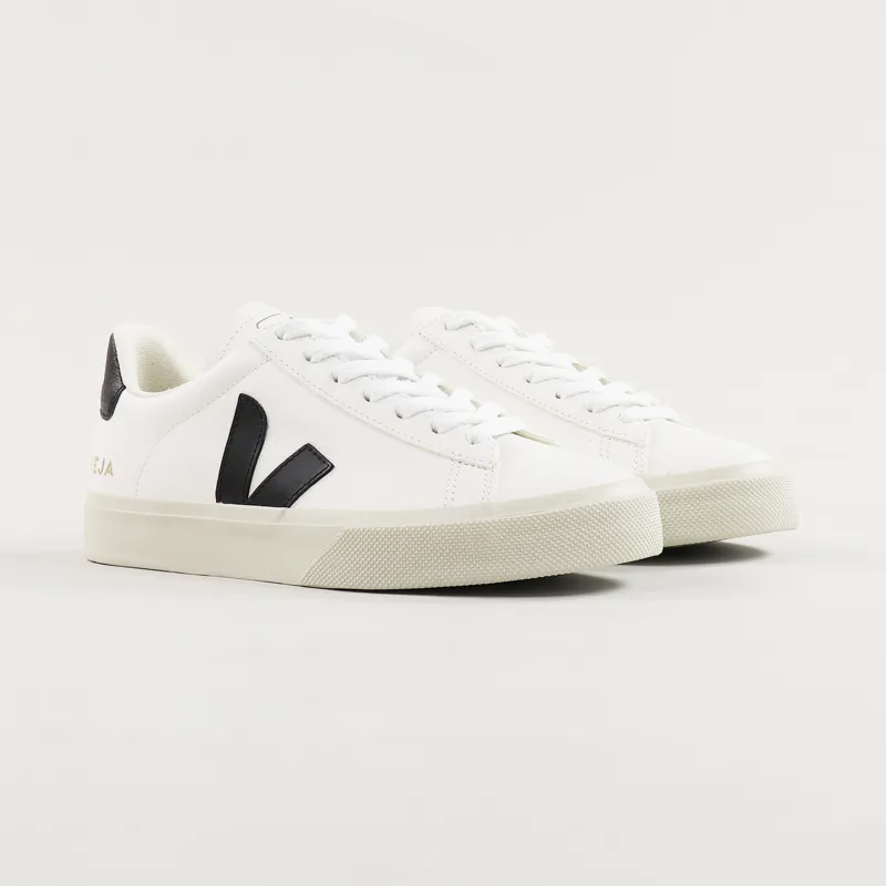 Veja Womens Campo Chromefree Leather Shoes White Black-5