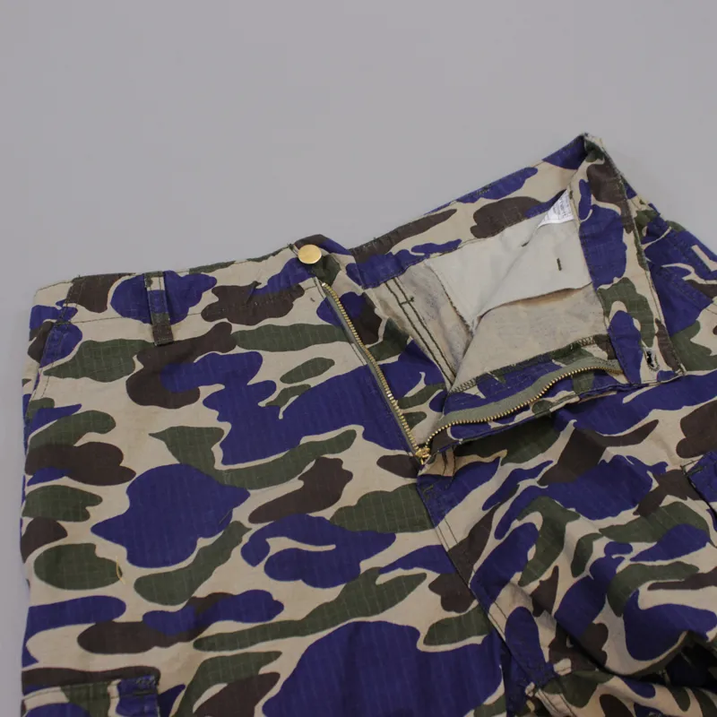 Carhartt Cargo Bermuda Shorts Camo Isle Metro Blue Rinsed-5