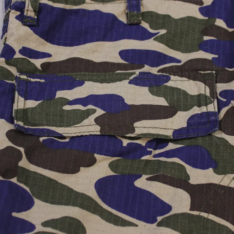 Carhartt Cargo Bermuda Shorts Camo Isle Metro Blue Rinsed-6