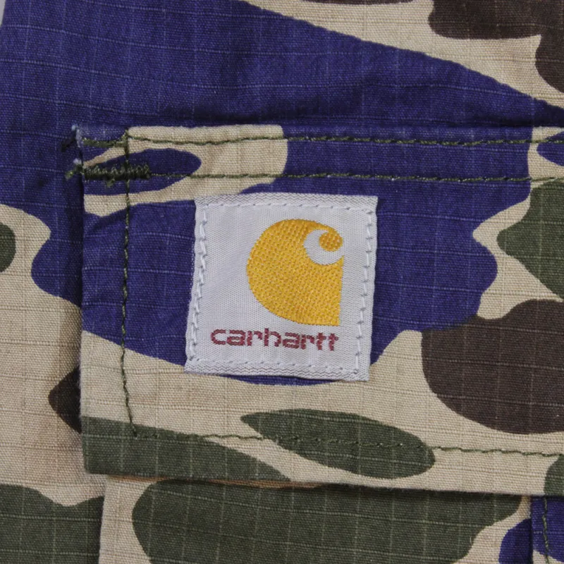 Carhartt Cargo Bermuda Shorts Camo Isle Metro Blue Rinsed-7