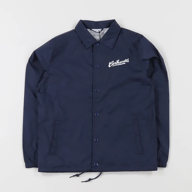 Carhartt WIP Mens Carhartts Logo Coach Jacket Steel Navy Blue