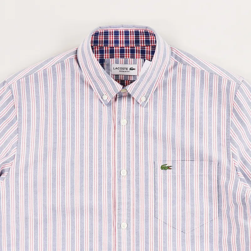 Lacoste Striped Cotton Shirt Methylene Red-1