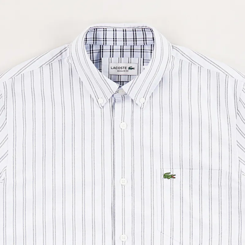 Lacoste Striped Cotton Shirt Navy Blue Red-1