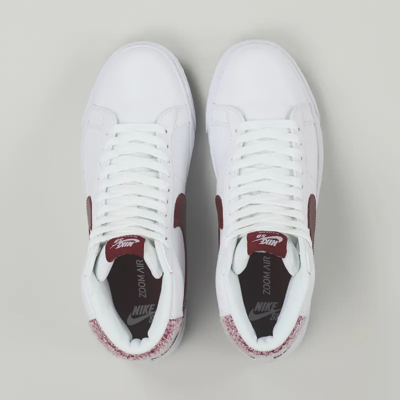 Nike SB Skateboarding Mens Premium Blazer Mid Shoes White Red