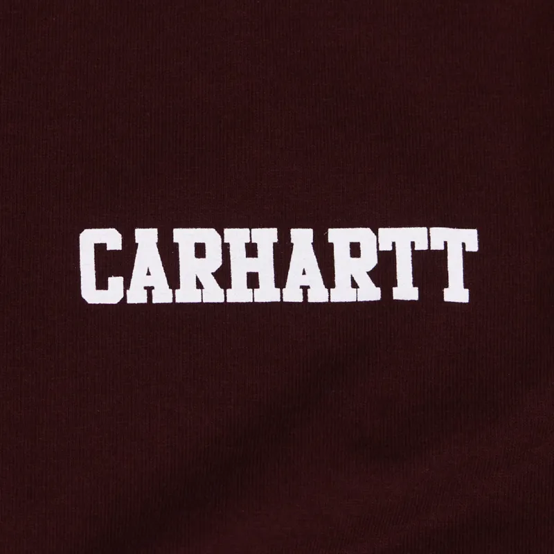 Carhartt College Script T Shirt Bordeaux Red White-1