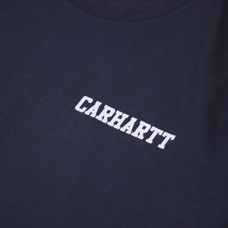 Carhartt WIP College Script T Shirt Blue White-3