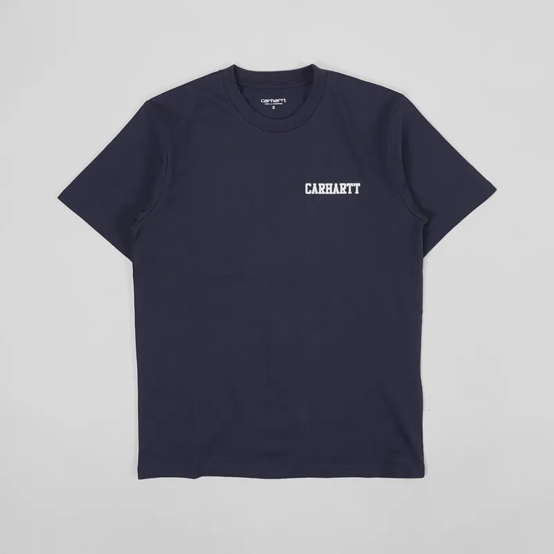 Carhartt WIP College Script T Shirt Blue White
