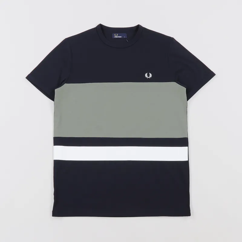 Fred Perry Colour Block T Shirt Navy