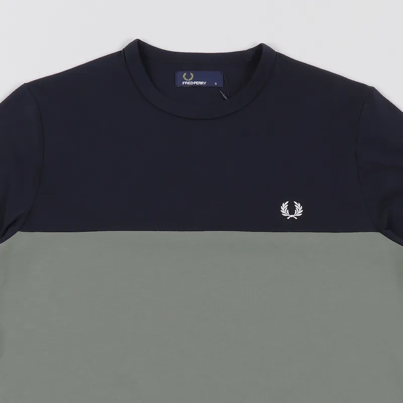 Fred Perry Colour Block T Shirt Navy-1