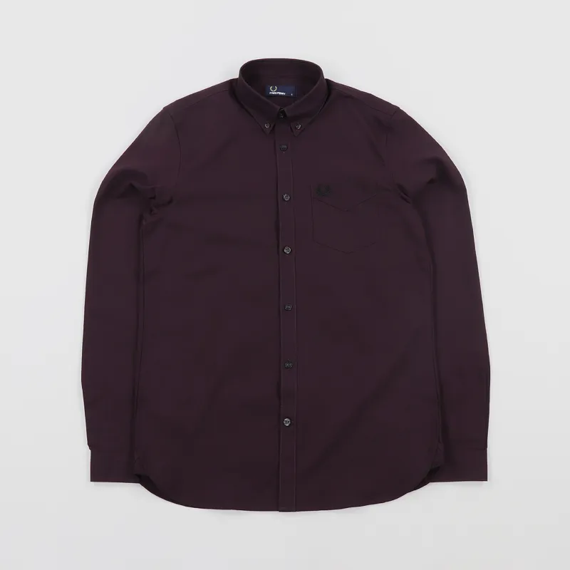 Fred Perry Classic Oxford Long Sleeve Shirt Mahogany