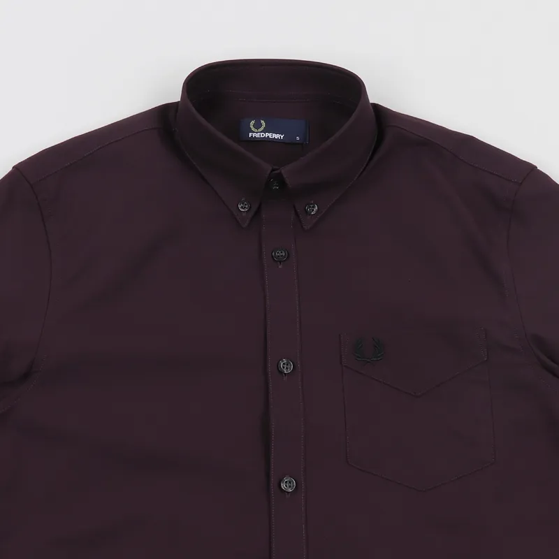 Fred Perry Classic Oxford Long Sleeve Shirt Mahogany-1