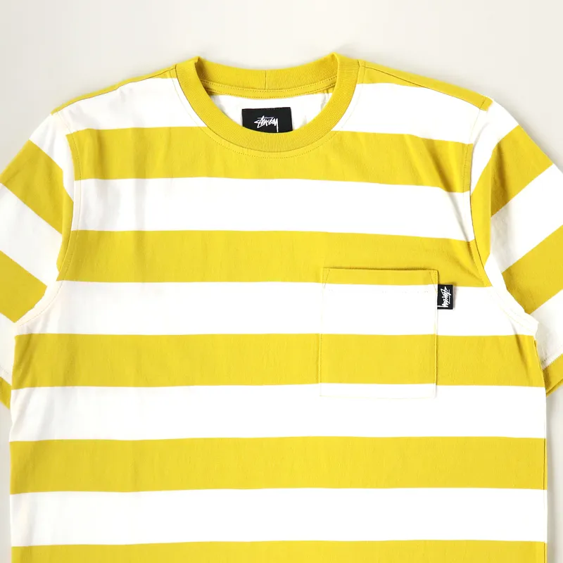 Stussy Classic Stripe Crew T Shirt Mustard-1