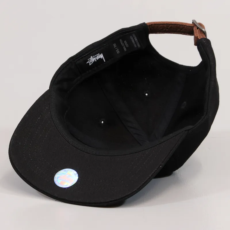 Stussy Mens Classic Logo Adjustable Cap Hat Black Cotton One Size