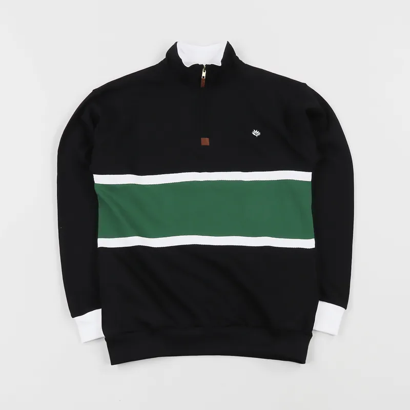 Magenta Club Neck Zip Sweatshirt Black