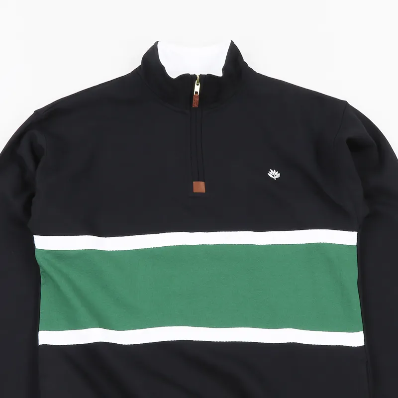 Magenta Club Neck Zip Sweatshirt Black-1